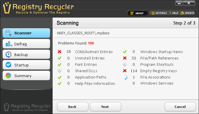 Windows 10 Registry Recycler full