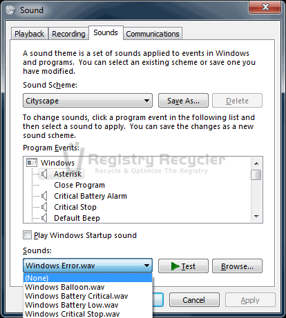 Disabling Non Necessary Sounds in Windows 7