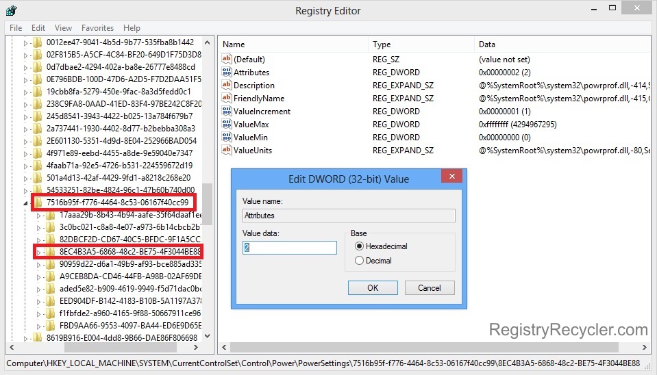 Registry Trick to Display off Windows 8 Timeout
