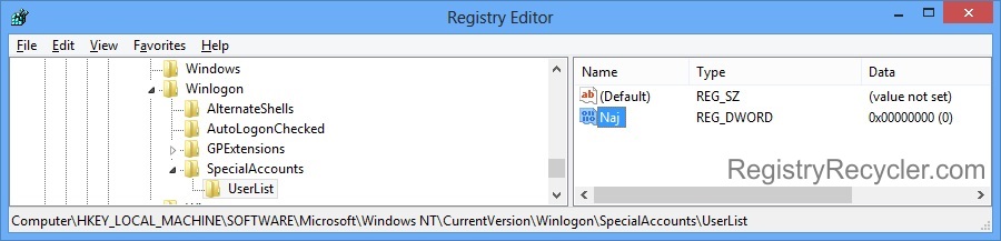 Tweak Windows 8 Registry to Hide User Accounts on Lock Screen