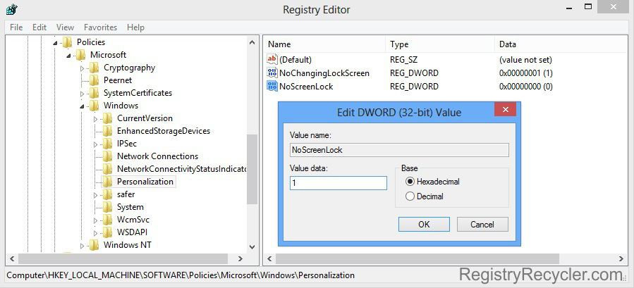 Registry Value Change to Kill Lock Screen in Windows 8
