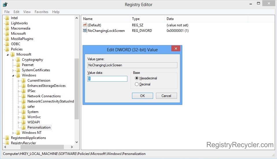 Registry Tweak to Lock Windows 8 Image