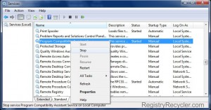 Temporarily Stop Program Compatibility Assistant Service