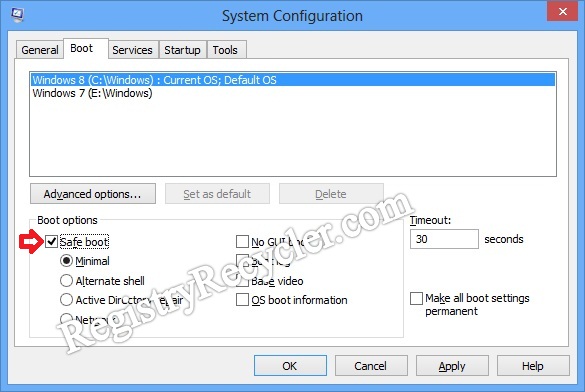 How do I boot into Safe Mode on Windows 8