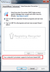 Check If Processor Supports DEP on Your System