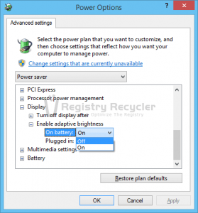 Disabling Automatic Brightness in Windows 8.1