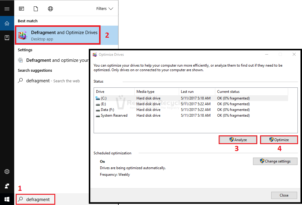 Memory (RAM) & Hard Disk Optimization in Windows 10 Creators | Registry Recycler